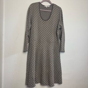Boden Metallic Geometrical Knit ALine Long sleeve Dress